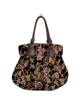 Floral Fabric Tote Bag with Leather Handles | Boho Chic Everyday Tote | Deux Lux